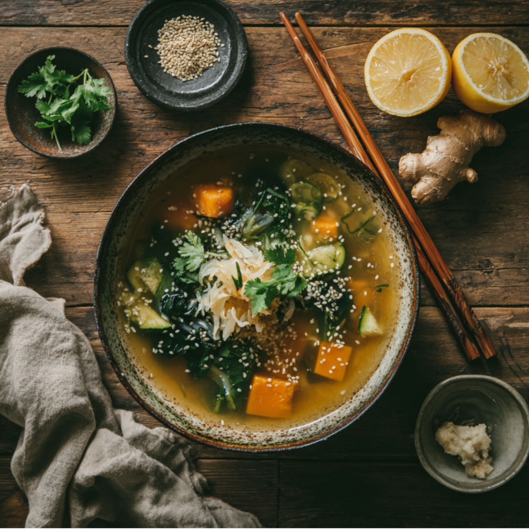 Gut-Healing Miso & Ginger Vegetable Broth
