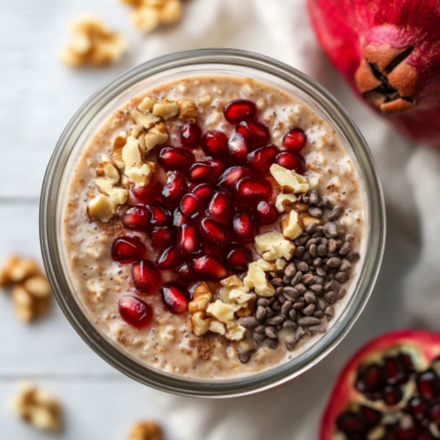 Pomegranate and Walnut Overnight Oats