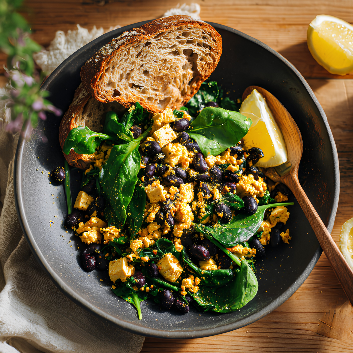 Black Bean and Spinach Tofu Scramble