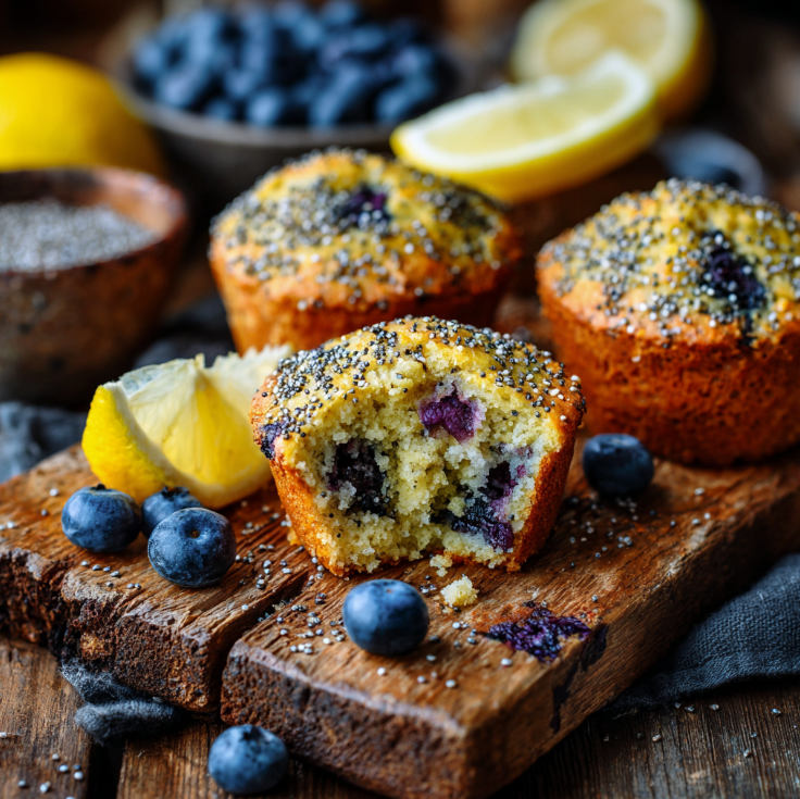 Lemon Blueberry Poppy Seed Quinoa Muffins