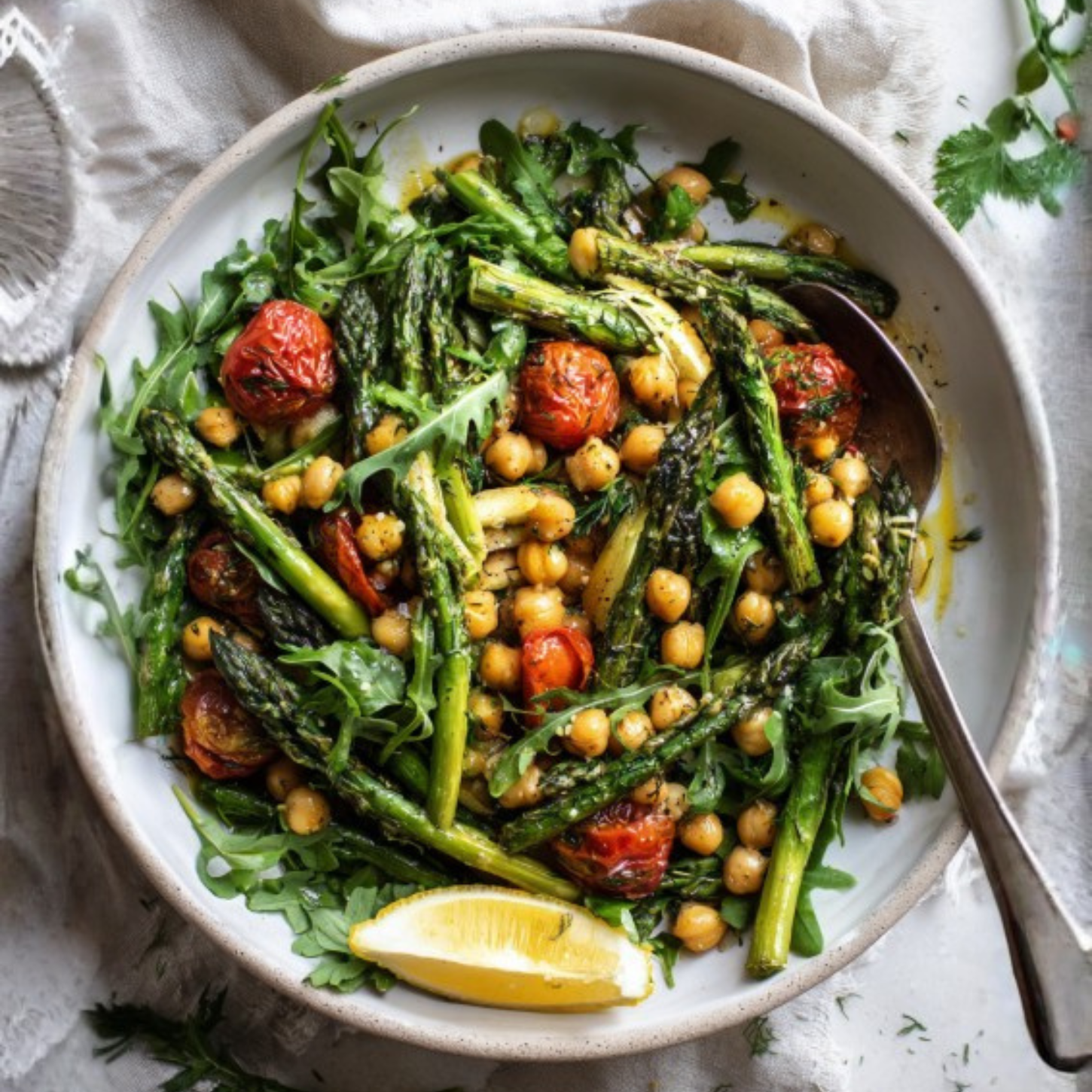 Roasted Asparagus and Chickpea Salad