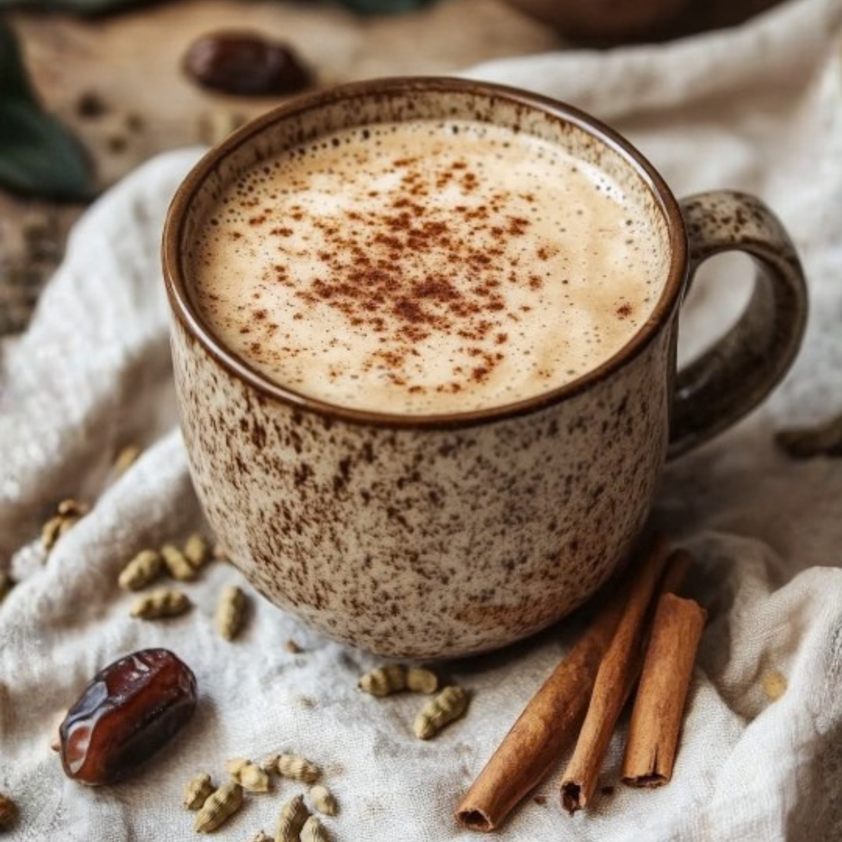 Roasted Chicory Root Latte with Cardamom and Date