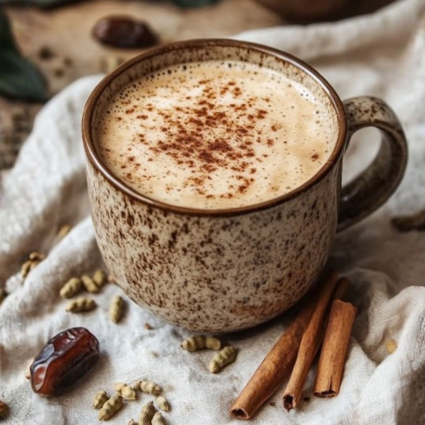 Roasted Chicory Root Latte with Cardamom and Date