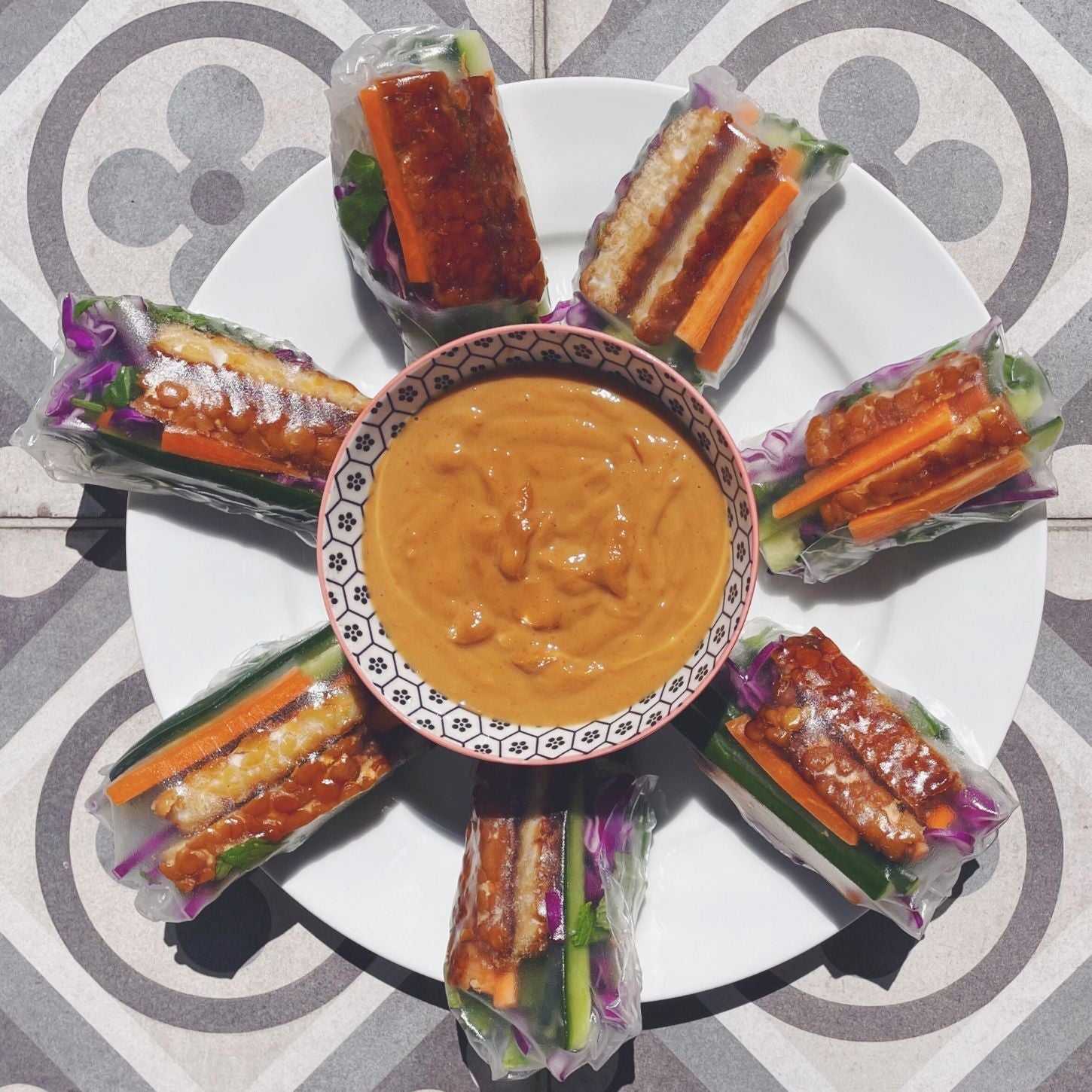 Tempeh Spring Rolls with Peanut Sauce